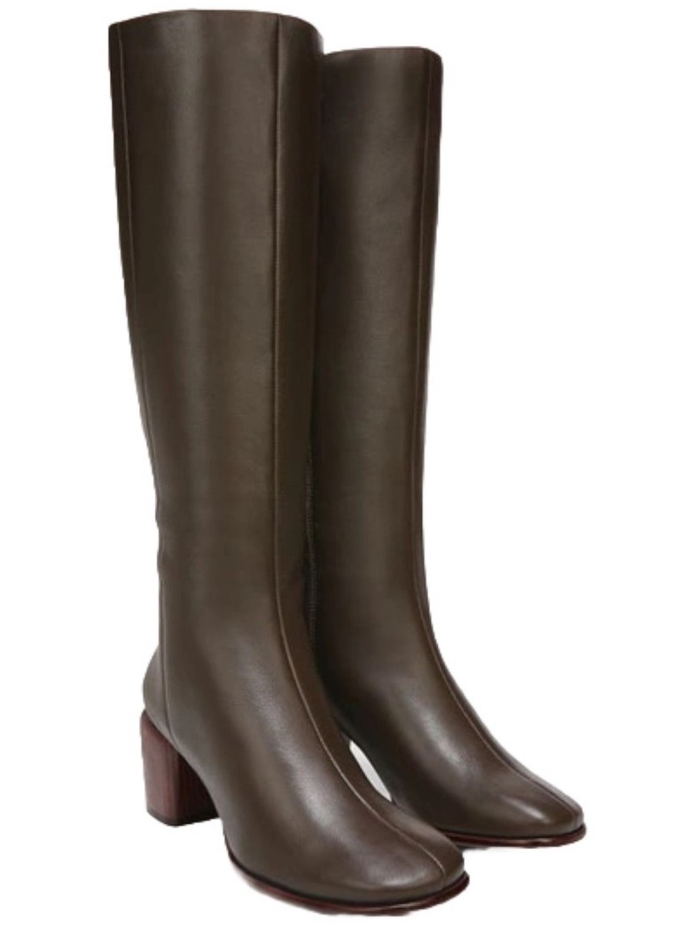 Vince Brown Leather Boots with Block Heel